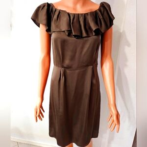 Banana Republic Elegant Olive Green Off-Shoulder Dress